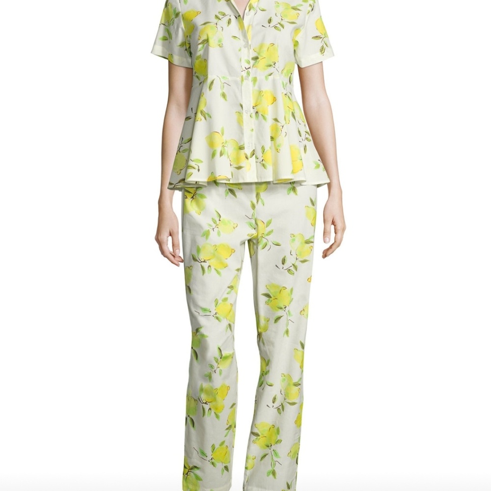 Kate Spade Lemon Print Peplum Pajama Set Size L